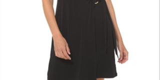 Vestido envelope falso Michael Kors feminino, preto, tamanho pequeno grande