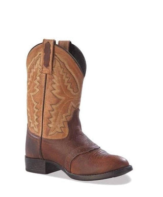 Old West - Botas de cowboy infantis com bico redondo - largura média