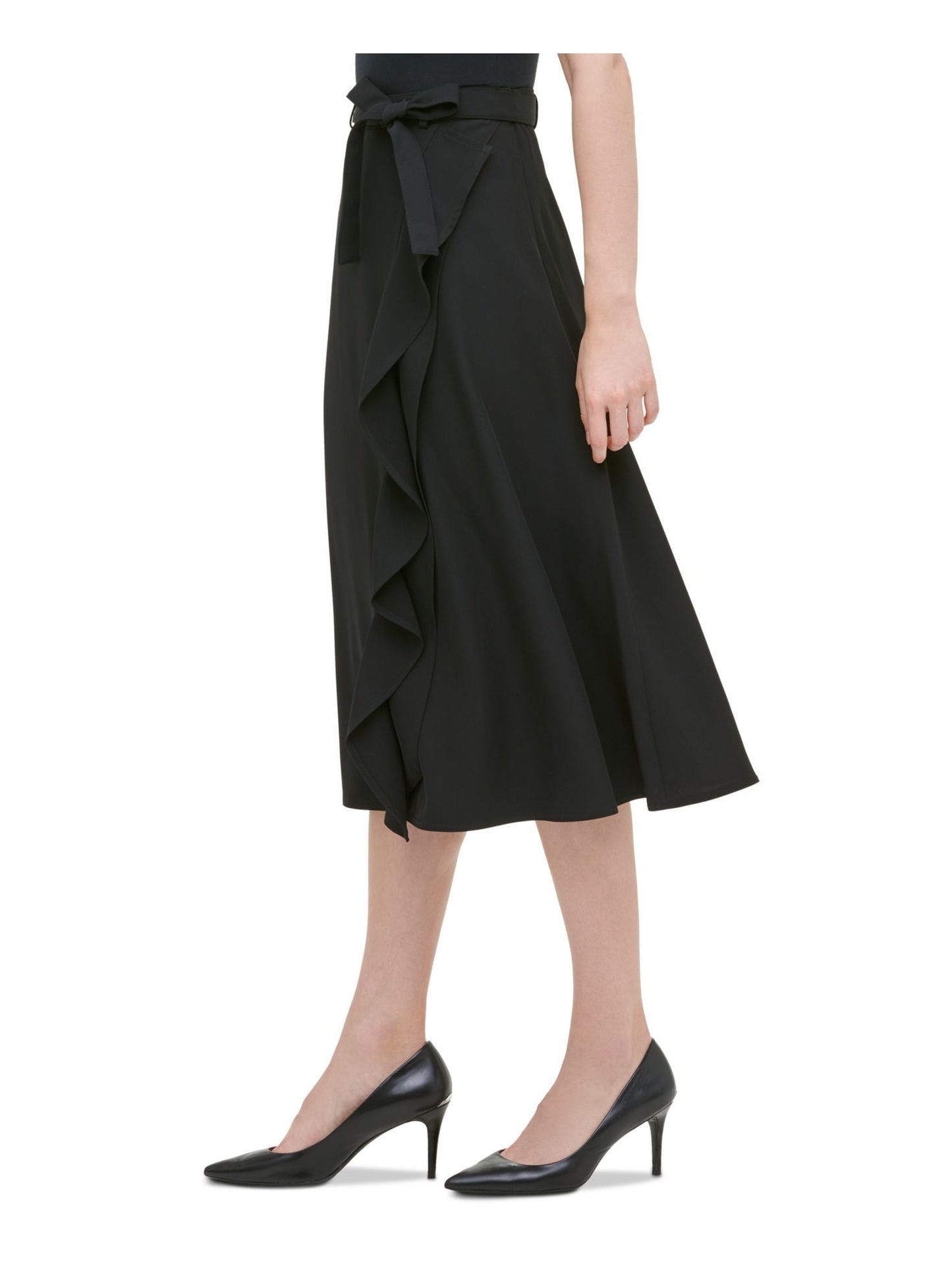 Calvin Klein Saia Feminina Wrap A Line Preta Tamanho 8