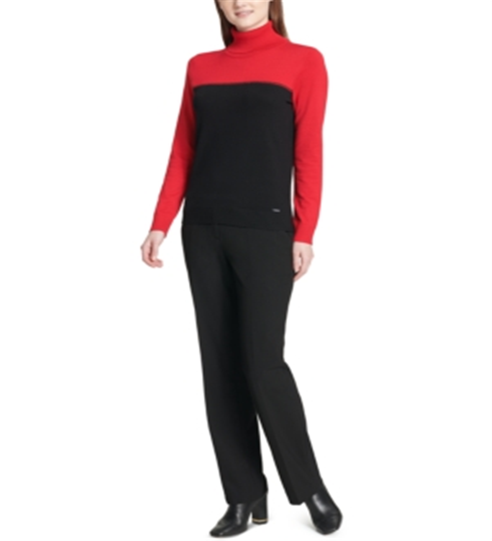 Suéter Calvin Klein Feminino Colorblocked Gola Alta Vermelho Tamanho X-G