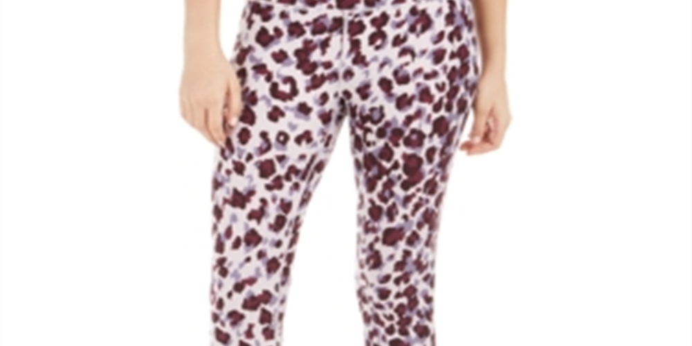 Calça legging feminina Calvin Klein com estampa de leopardo e cintura alta, vermelha, tamanho grande