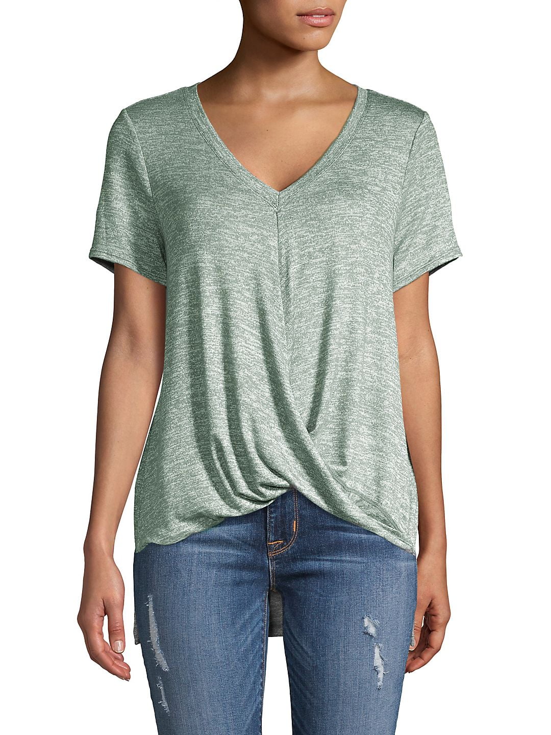 Calvin Klein Feminino Drapeado Cano Alto Baixo Verde Tamanho P