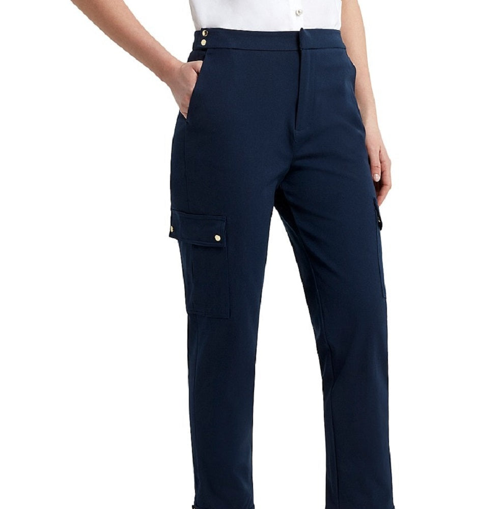 Calça cargo feminina H Halston Power Stretch Twill Azul Tamanho X-G