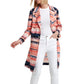 H Halston Trench Coat Feminino Estampado Rosa Tamanho X-Grande