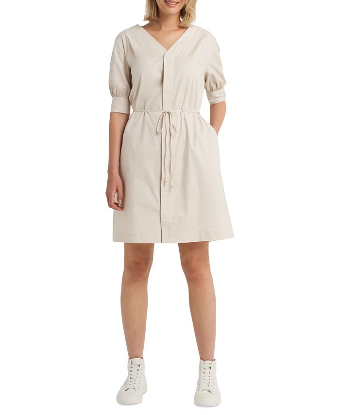 Vestido feminino H Halston com botões, marrom, tamanho pequeno