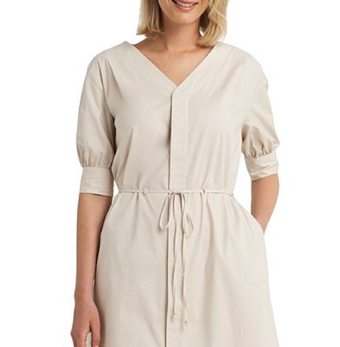 Vestido feminino H Halston com botões, marrom, tamanho pequeno