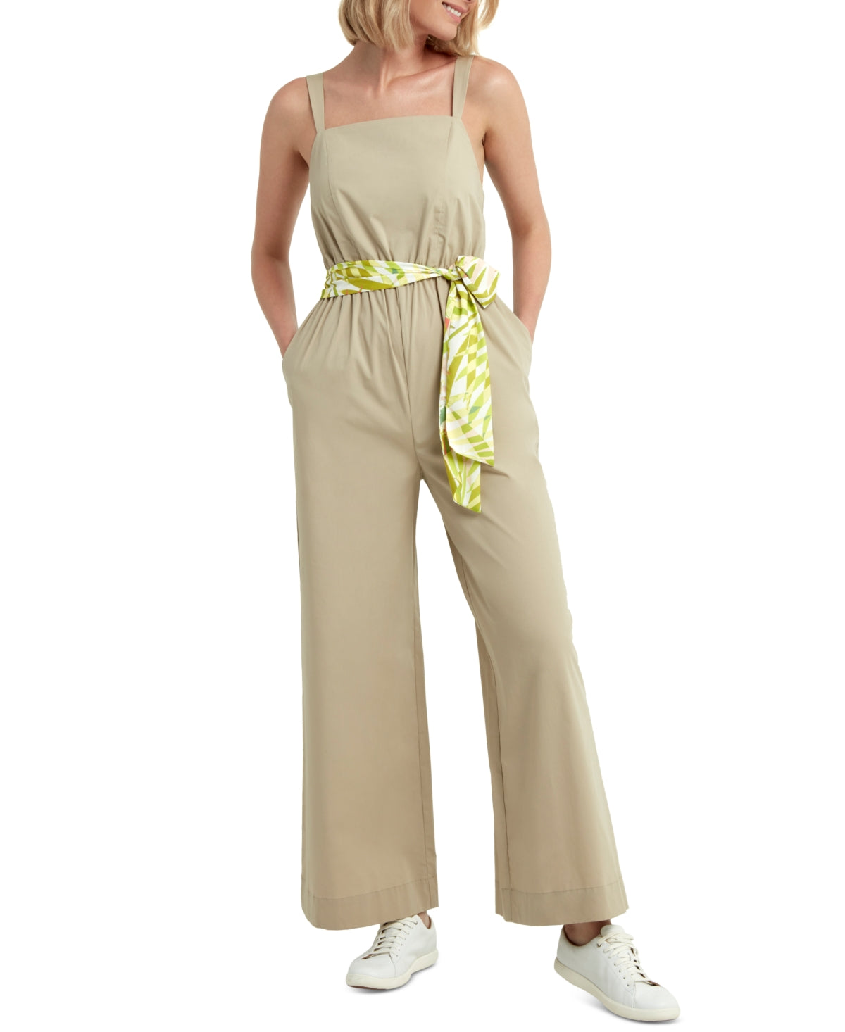 Macacão feminino franzido H Halston marrom tamanho grande
