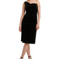 Vestido feminino H Halston com detalhe de corrente e um ombro, preto, tamanho pequeno