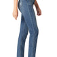 Calça jeans feminina Sam Edelman The Dani Paperbag desgastada, cintura alta, perna reta, azul, tamanho 24