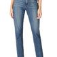 Calça jeans feminina Sam Edelman The Dani Paperbag desgastada, cintura alta, perna reta, azul, tamanho 24
