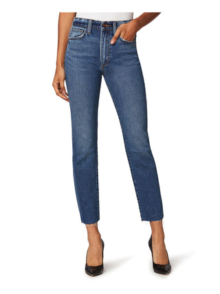 Calça jeans Joe's The Luna de cintura alta, bainha crua e perna reta, em verde adriático, tamanho 29