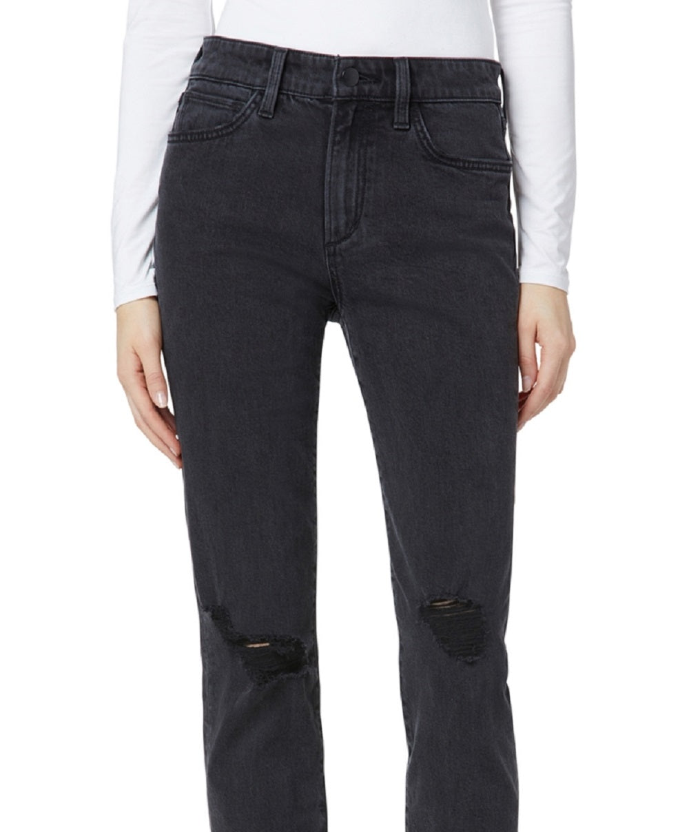 Calça jeans feminina Joe's Jeans The Lara Slim Straight Leg, preta, tamanho 24