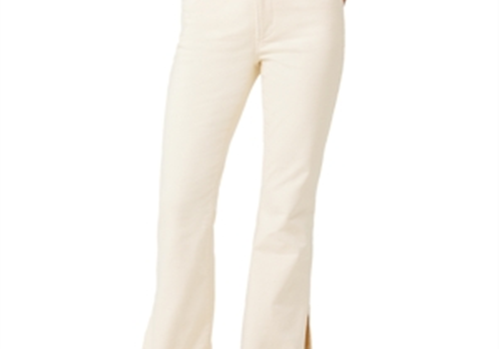 Calça jeans Joe's Jeans The Frankie Mid Rise Corduroy Bootcut em Double Cream Bege