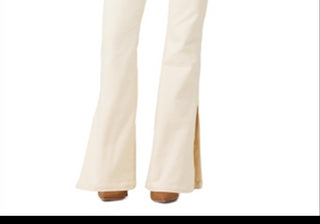 Calça jeans Joe's Jeans The Frankie Mid Rise Corduroy Bootcut em Double Cream Bege