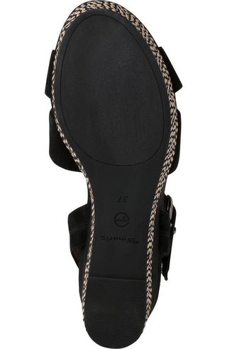 Sandália plataforma Tamaris Nadea Wedge preta tamanho 36