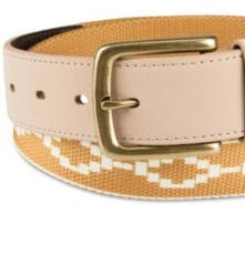 Cinto masculino Sun + Stone em couro sintético com estampa de tecido amarelo tamanho regular