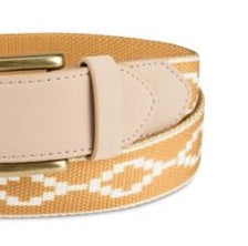 Cinto masculino Sun + Stone em couro sintético com estampa de tecido amarelo tamanho regular