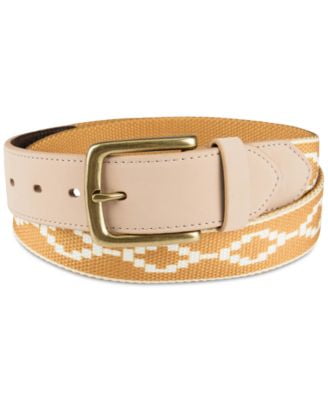 Cinto masculino Sun + Stone em couro sintético com estampa de tecido amarelo tamanho regular