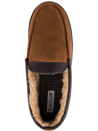 Pantufas venezianas Haggar masculinas em microsuede com forro de lã marrom, tamanho XX-G