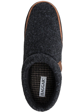 Tamancos de feltro Haggar masculinos com acabamento em microsuede, pretos, tamanho extragrande