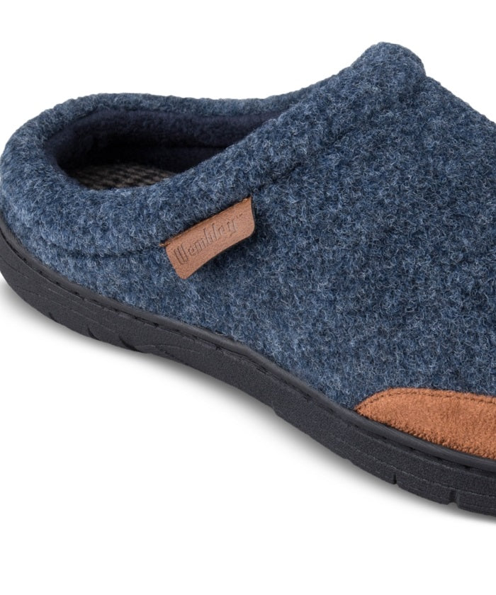 Tamancos de feltro Haggar masculinos com acabamento em microsuede, tamanho médio, azul