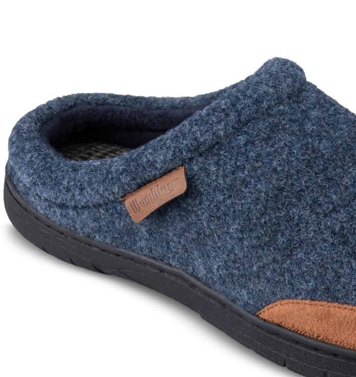 Tamancos de feltro Haggar masculinos com acabamento em microsuede, tamanho extragrande, azul