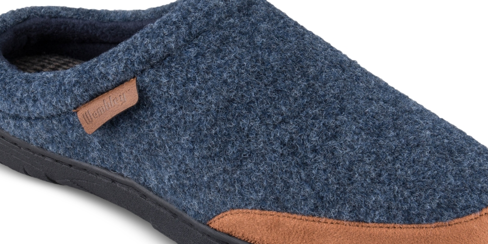 Tamancos de feltro Haggar masculinos com acabamento em microsuede, tamanho extragrande, azul