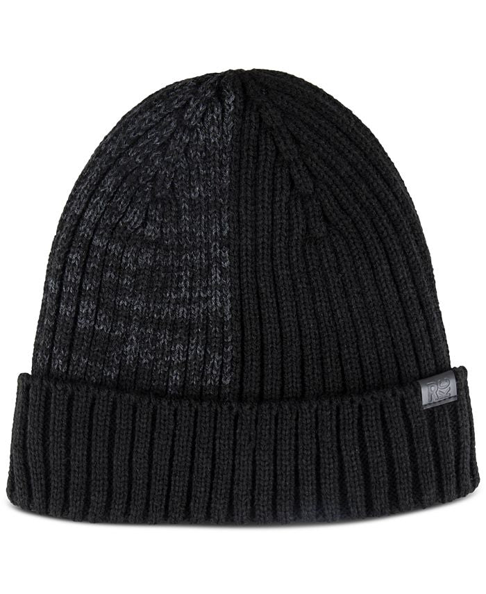 Gorro de malha com blocos de cores divididos Kenneth Cole Reaction masculino, preto, tamanho regular