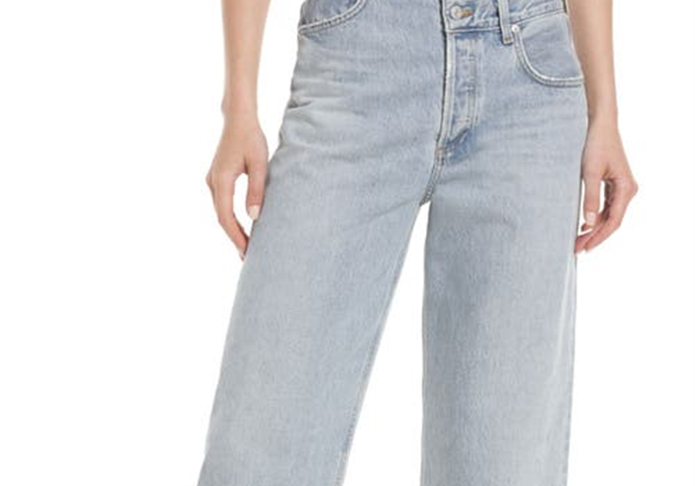 Calça jeans AGOLDE de algodão orgânico com cós quebrado e cintura super alta, tamanho 27, tamanho Sideline