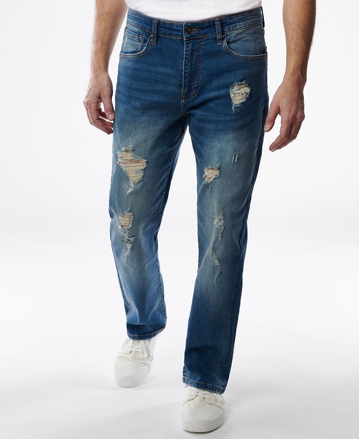 Calça Jeans Lazer Masculina Straight Fit Stretch Azul Tamanho 34X30