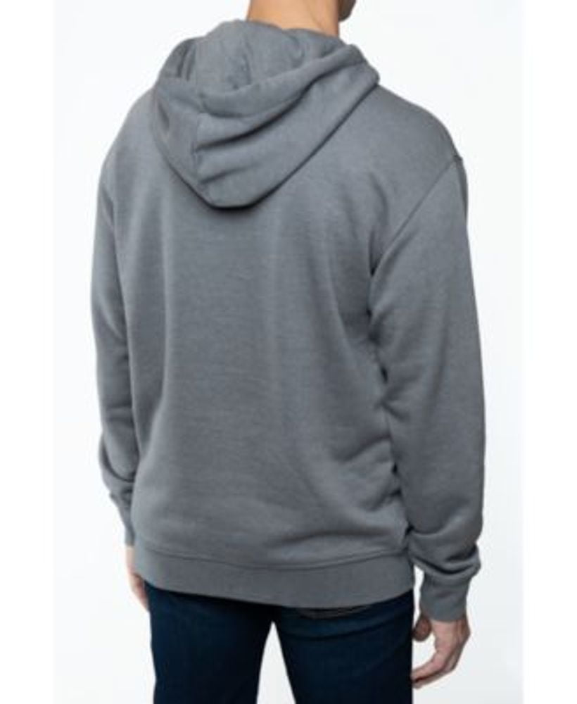 Moletom com capuz masculino Lazer de manga comprida Popover Burnout Fleece cinza, tamanho médio