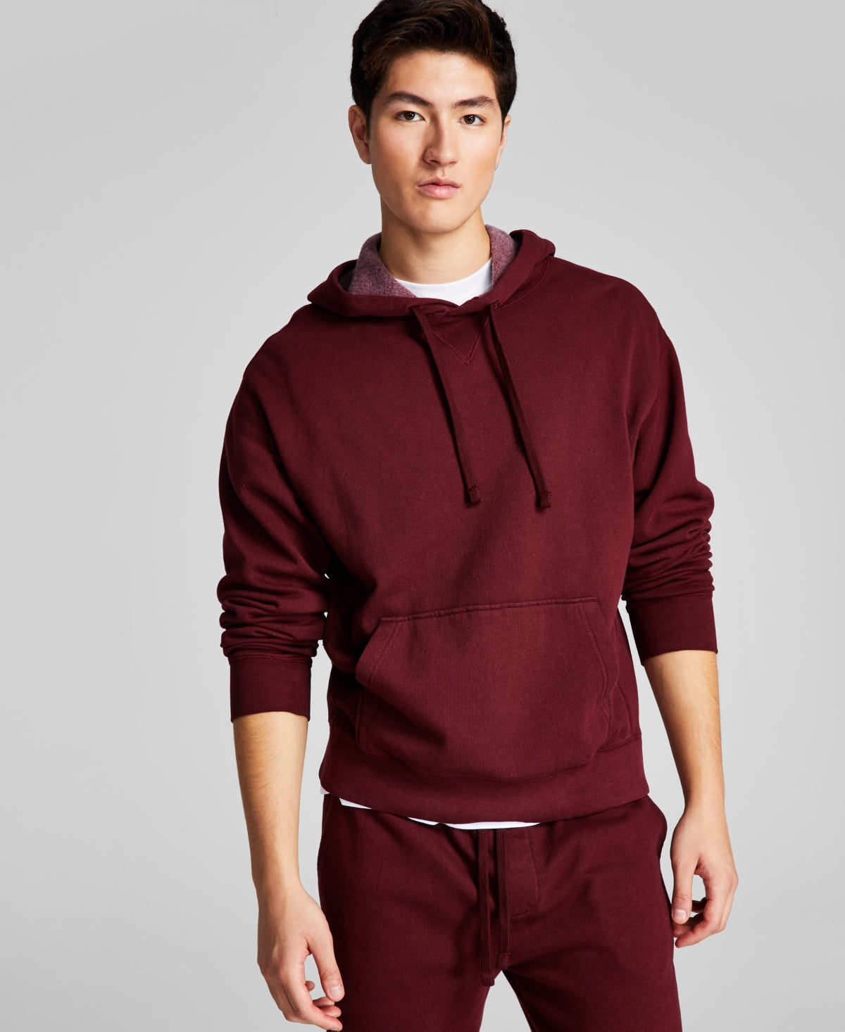 E agora este moletom masculino de lã com capuz vermelho tamanho X-G
