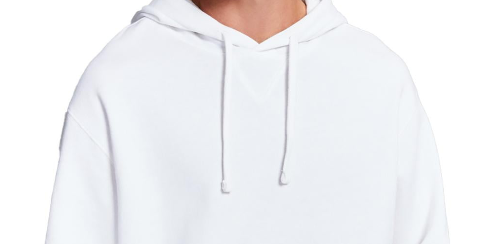 E agora este moletom com capuz masculino de lã, branco, tamanho pequeno