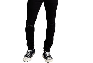 E agora esta calça jeans skinny elástica rasgada Newkirk masculina, preta
