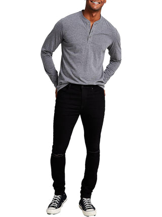 E agora esta calça jeans skinny elástica rasgada Newkirk masculina, preta
