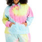 Moletom com capuz feminino tie-dye da Full Circle Trends, azul, tamanho 2X