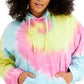 Moletom com capuz feminino tie-dye da Full Circle Trends, azul, tamanho 2X