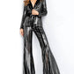 Jovani - Flare Leg Sequin Evening Pant And Blazer Suit