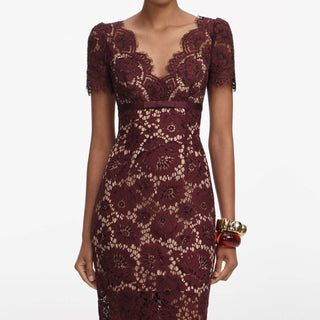 Self-Portrait - Floral Lace Midi Dress