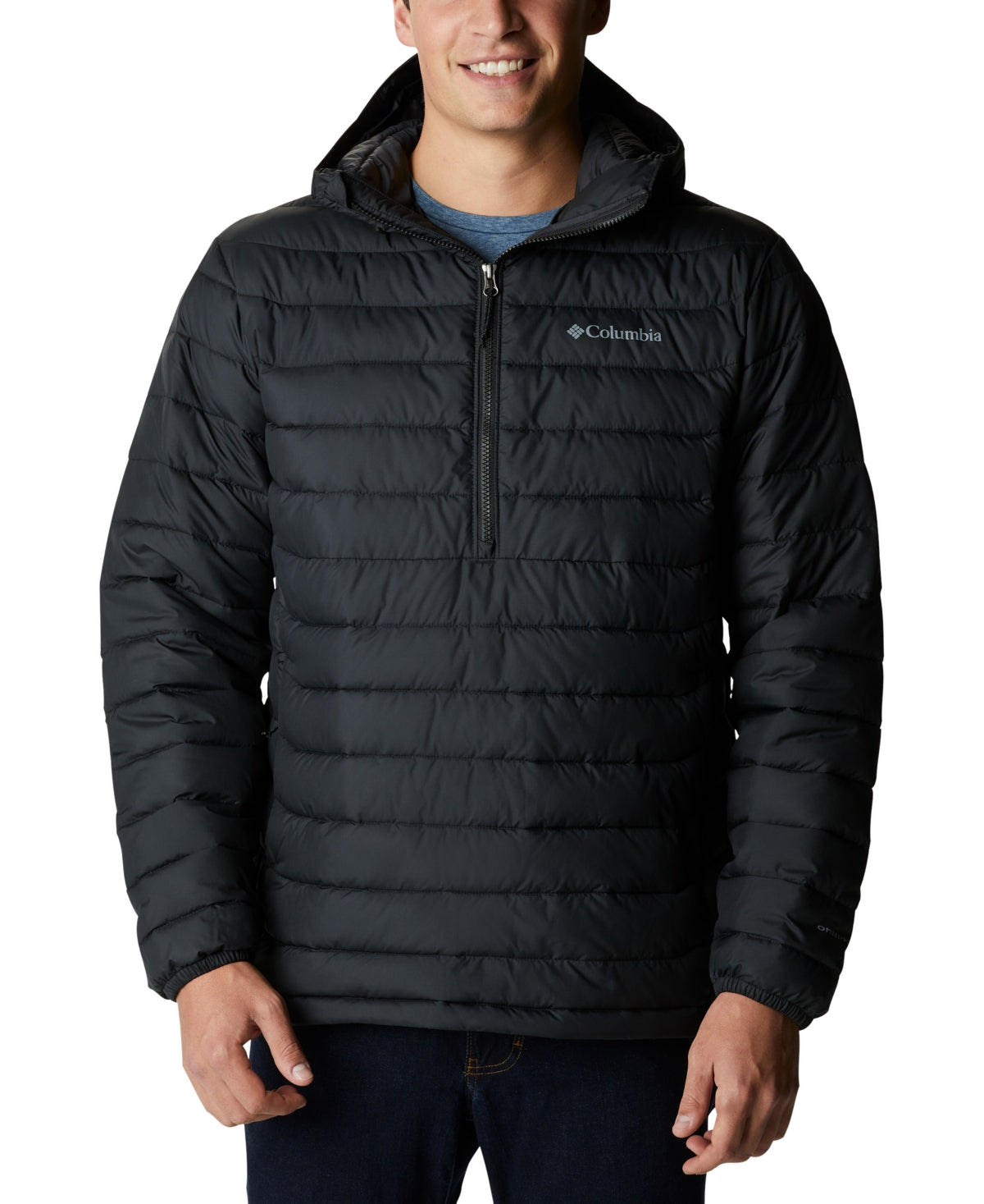 Columbia Men's Powder Lite Anorak acolchoado resistente à água, preto, tamanho pequeno