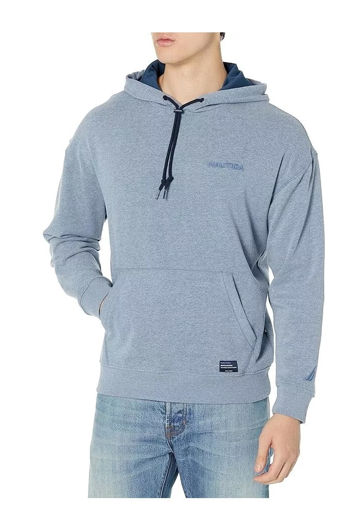Moletom com capuz masculino Nautica com logotipo sustentável, azul, tamanho grande