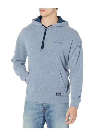 Moletom com capuz masculino Nautica com logotipo sustentável, azul, tamanho grande