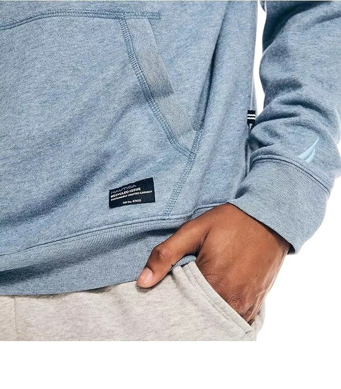 Moletom com capuz masculino Nautica com logotipo sustentável, azul, tamanho grande