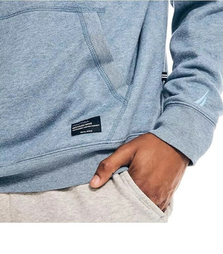 Moletom com capuz masculino Nautica com logotipo sustentável, azul, tamanho grande
