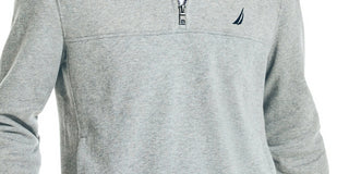 Moletom masculino Nautica J Class Classic Fit com zíper de um quarto, cinza, tamanho X-S