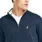 Suéter Nautica Masculino Navtech Performance Classic Fit Solid com zíper de um quarto, azul, tamanho XXX-G