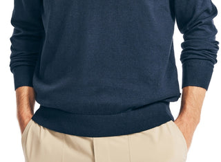 Suéter Nautica Masculino Navtech Performance Classic Fit Solid com zíper de um quarto, azul, tamanho XXX-G