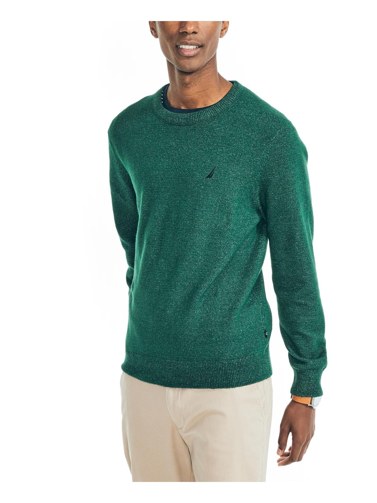 Suéter masculino Nautica mesclado, manga comprida, gola redonda, verde, tamanho XX-G
