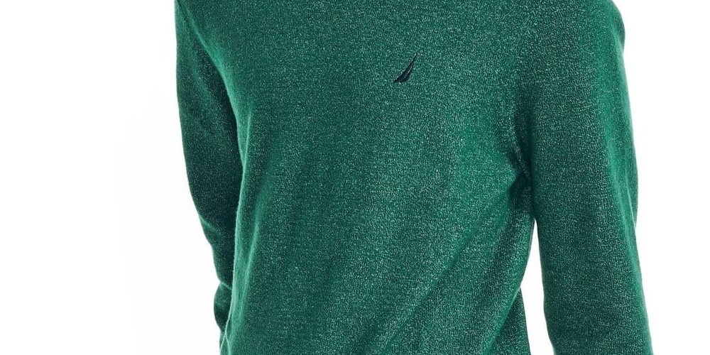 Suéter masculino Nautica mesclado, manga comprida, gola redonda, verde, tamanho XX-G