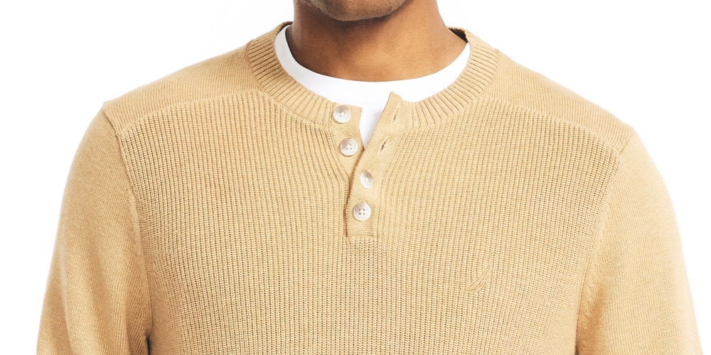 Suéter Henley Texturizado Nautica Masculino, Amarelo, Tamanho XS